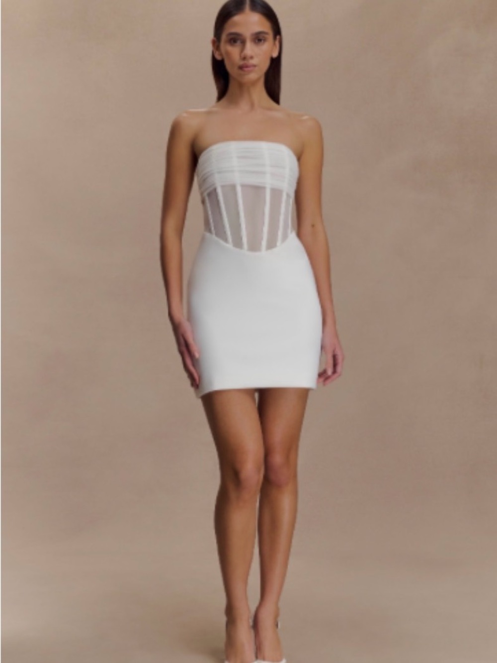 Meshki White Strapless Sheer Corset Mini